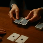 Dealer distributes two hole cards to players, illustrating the start of Texas Hold’em gameplay.