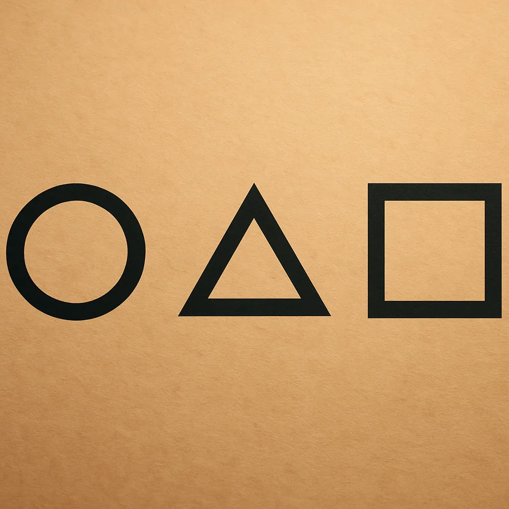 Circle, triangle, and square symbols representing the Squid Game hierarchy.