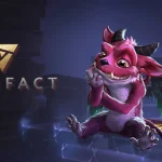 artifact card game logo with valve and dota 2 branding.